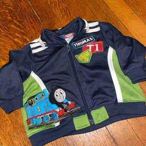 vintage Thomas the Tank Engine train appliqué jacket, zip up, thin coat